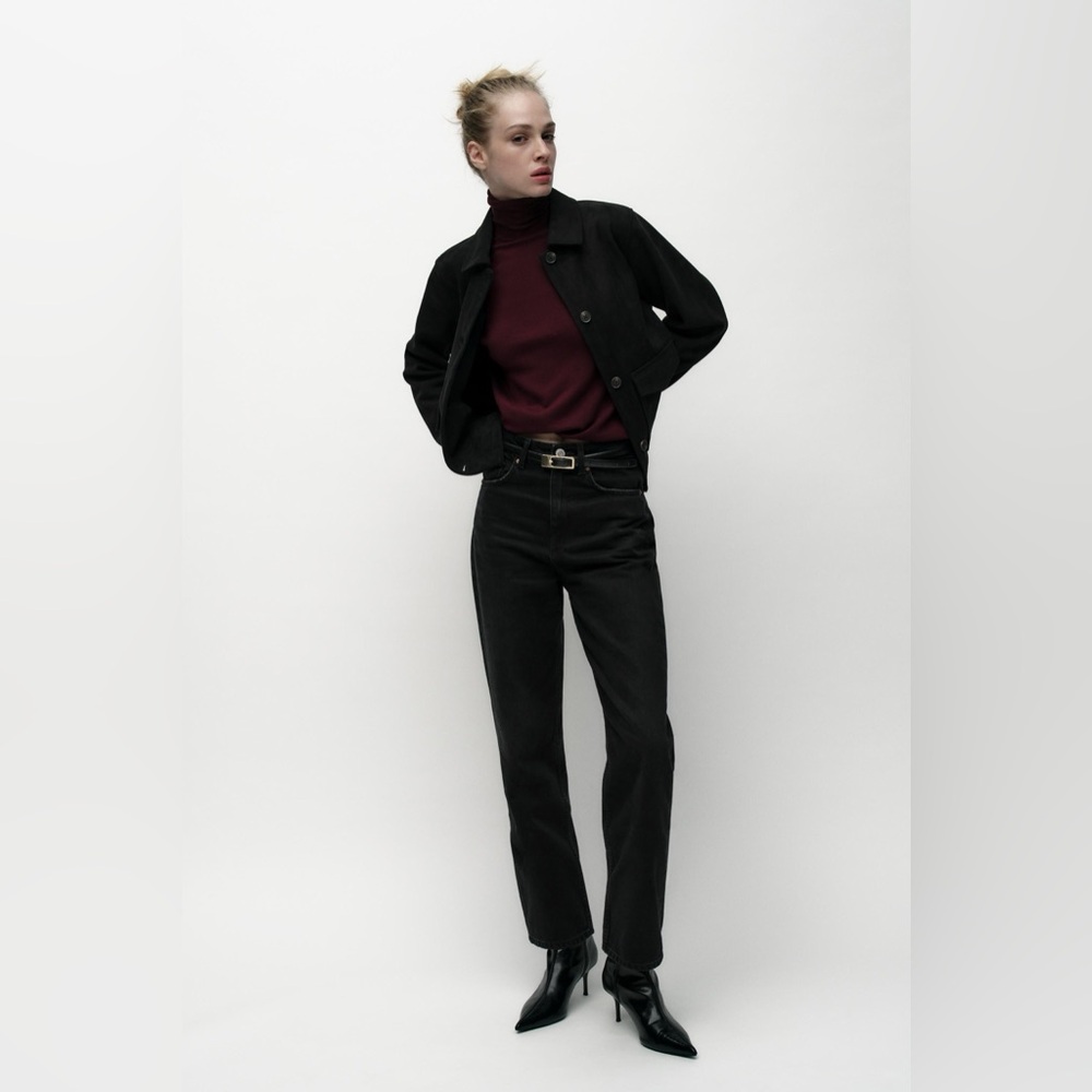 Zara Women’s Faux Suede Jacket - Black - Sz S - NWT